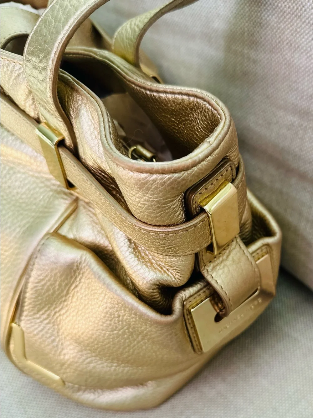 Vintage MICHAEL Michael Kors Beverly Large Metallic Gold Leather Satchel